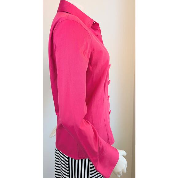 NEW Talbots Blazer 14 Fuschia Pink Button Front Super Lightweight Cotton Jacket - Picture 4 of 9